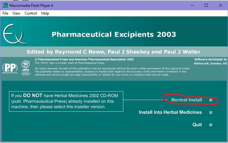 Cài đặt phần mềm tá dược Pharmaceutical Excipients 2003 CD-ROM